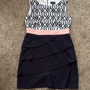 Navy and White Geometric Mini Dress